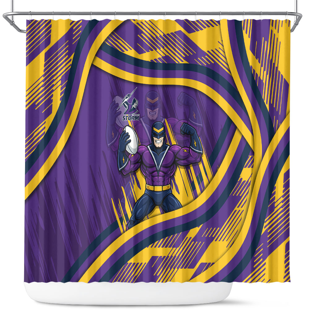 Melbourne Storm Rugby Mascot Shower Curtain Fierce Athlete Graphic in Sports Style