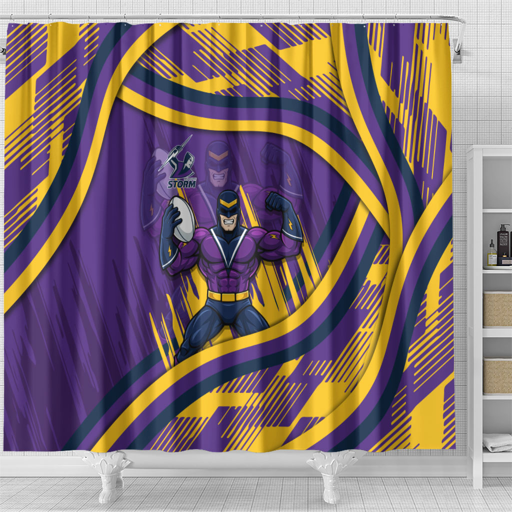 Melbourne Storm Rugby Mascot Shower Curtain Fierce Athlete Graphic in Sports Style