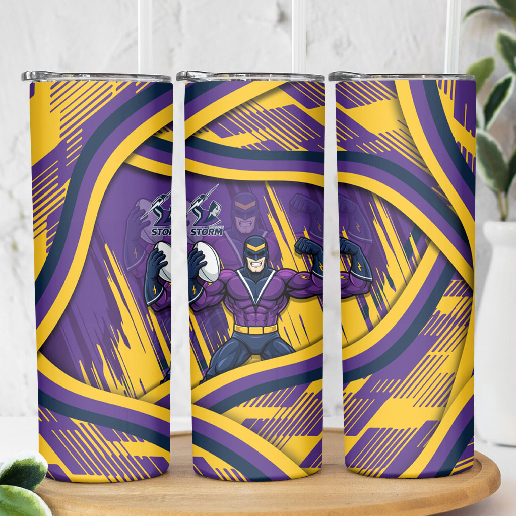 Melbourne Storm Rugby Mascot Skinny Tumbler Fierce Athlete Graphic in Sports Style