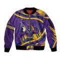 Melbourne Storm Rugby Mascot Sleeve Zip Bomber Jacket Fierce Athlete Graphic in Sports Style