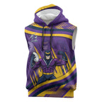 Melbourne Storm Rugby Mascot Sleeveless Hoodie Fierce Athlete Graphic in Sports Style