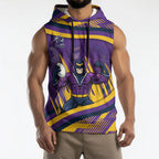Melbourne Storm Rugby Mascot Sleeveless Hoodie Fierce Athlete Graphic in Sports Style