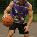 Melbourne Storm Rugby Mascot Sleeveless Hoodie Fierce Athlete Graphic in Sports Style