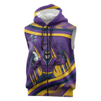 Melbourne Storm Rugby Mascot Sleeveless Zip Hoodie Fierce Athlete Graphic in Sports Style