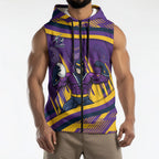 Melbourne Storm Rugby Mascot Sleeveless Zip Hoodie Fierce Athlete Graphic in Sports Style