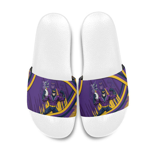 Melbourne Storm Rugby Mascot Slide Sandals Fierce Athlete Graphic in Sports Style
