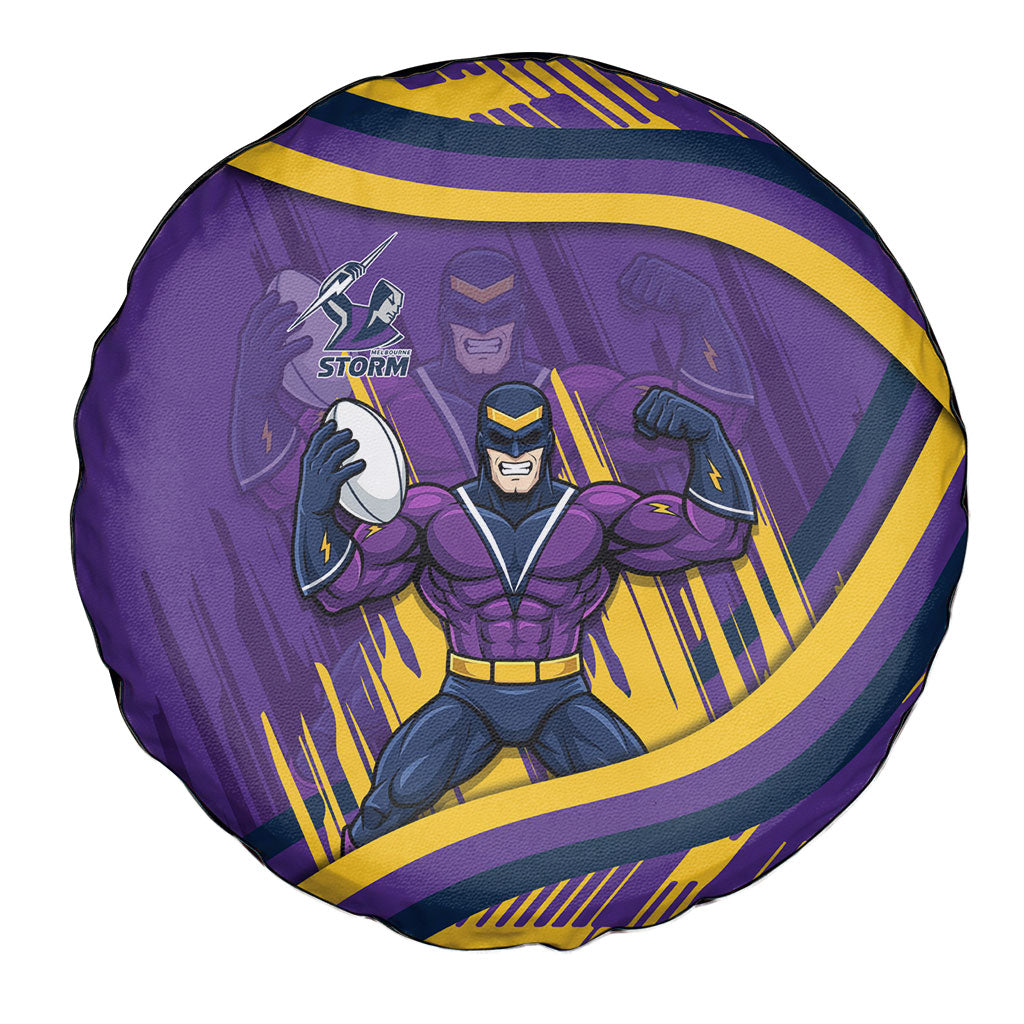 Melbourne Storm Rugby Mascot Spare Tire Cover Fierce Athlete Graphic in Sports Style