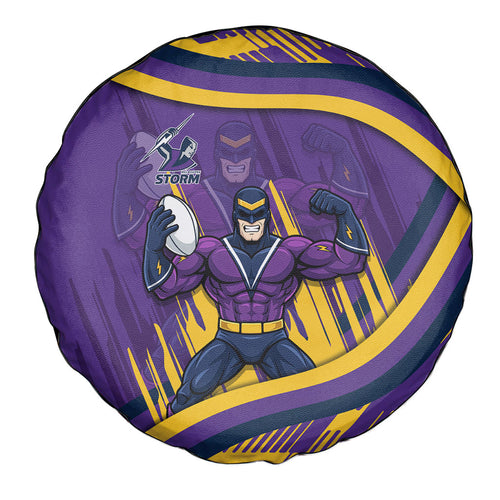 Melbourne Storm Rugby Mascot Spare Tire Cover Fierce Athlete Graphic in Sports Style