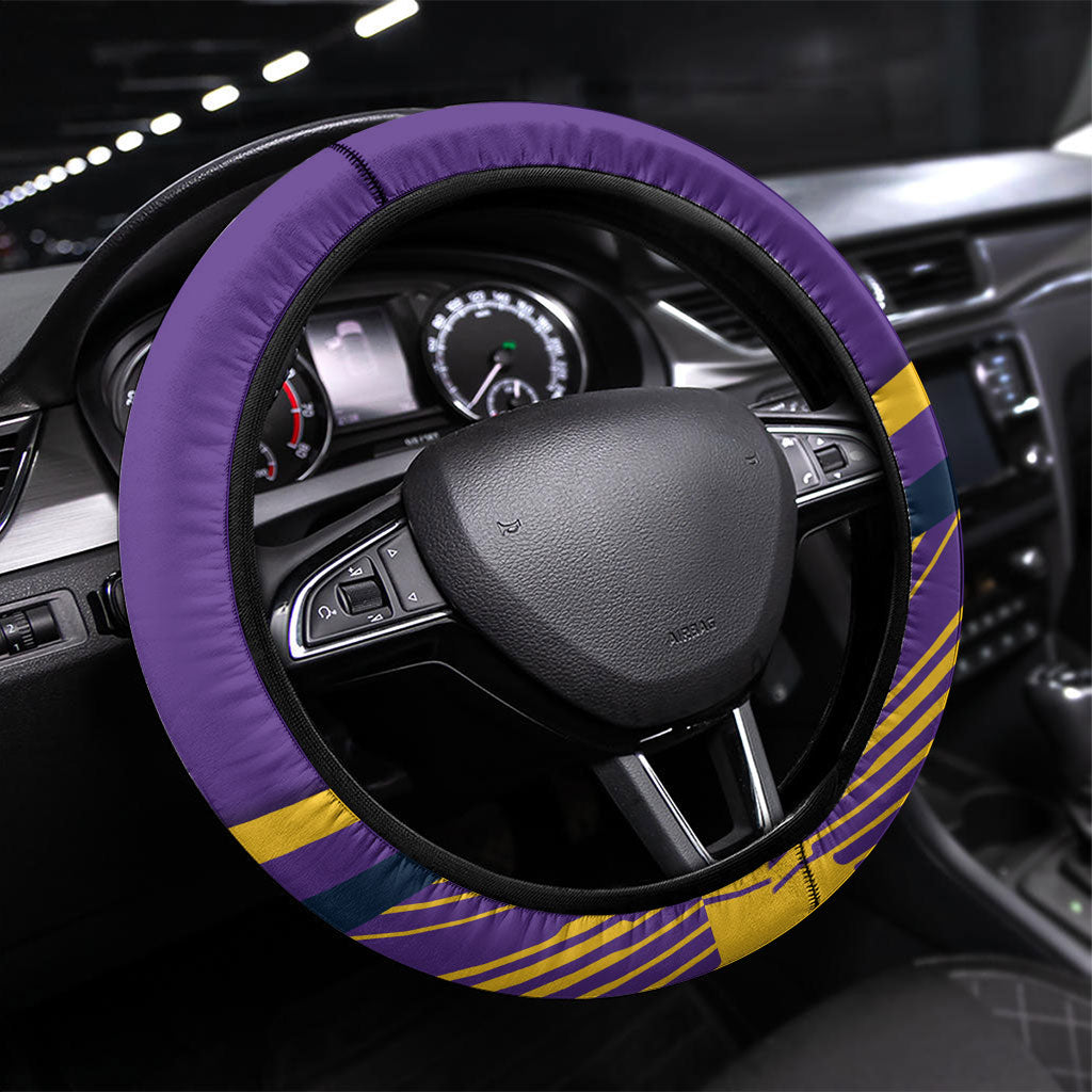 Melbourne Storm Rugby Mascot Steering Wheel Cover Fierce Athlete Graphic in Sports Style