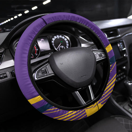 Melbourne Storm Rugby Mascot Steering Wheel Cover Fierce Athlete Graphic in Sports Style