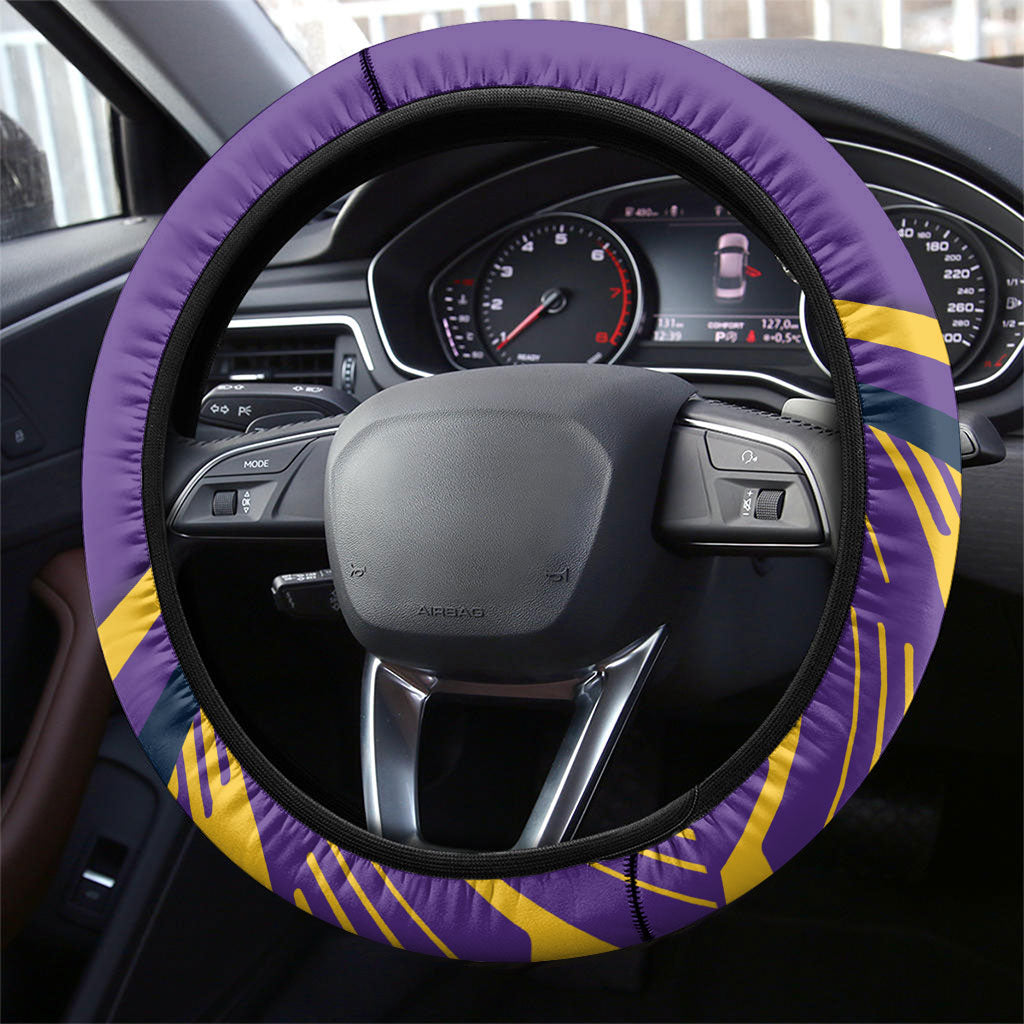 Melbourne Storm Rugby Mascot Steering Wheel Cover Fierce Athlete Graphic in Sports Style