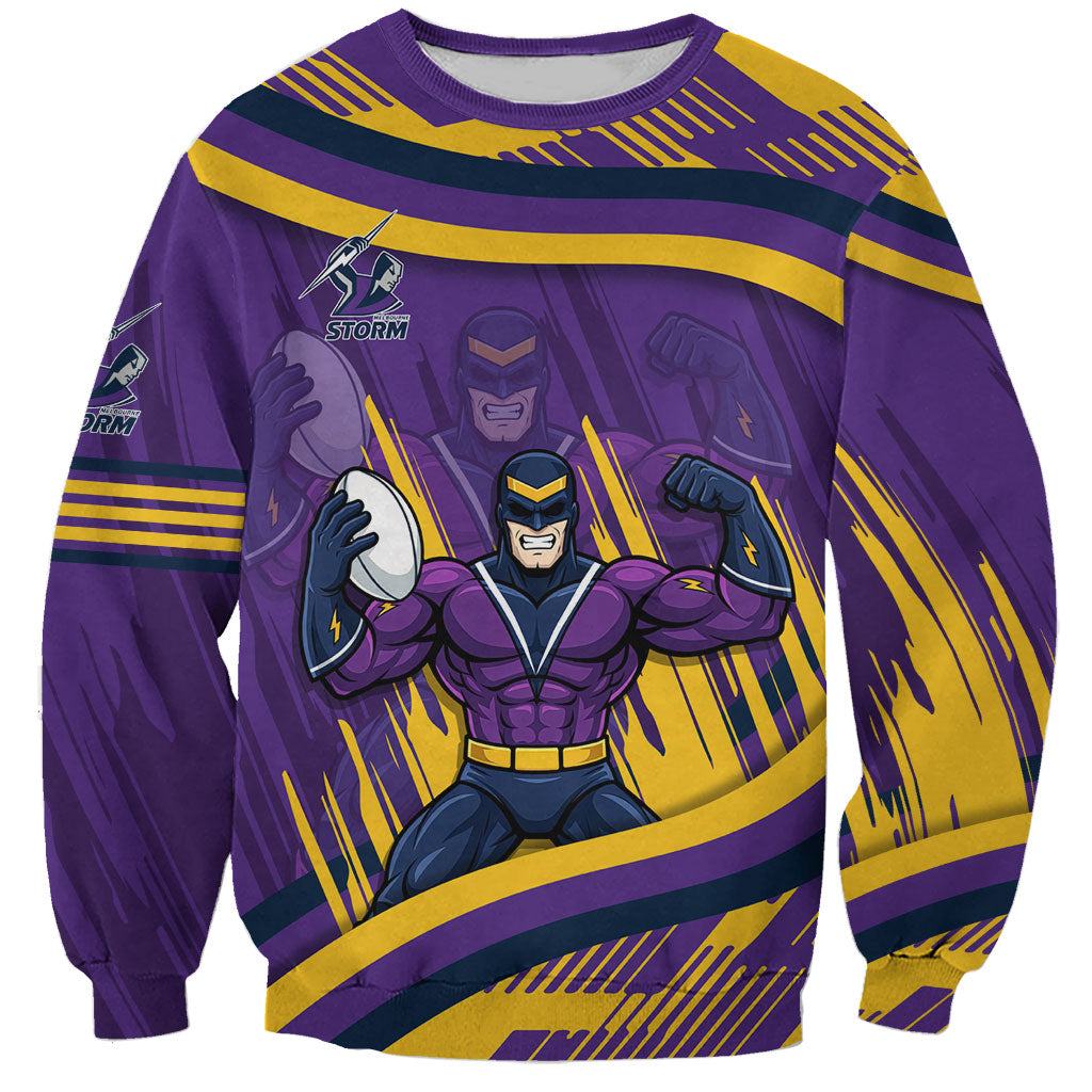 Melbourne Storm Rugby Mascot Sweatshirt Fierce Athlete Graphic in Sports Style