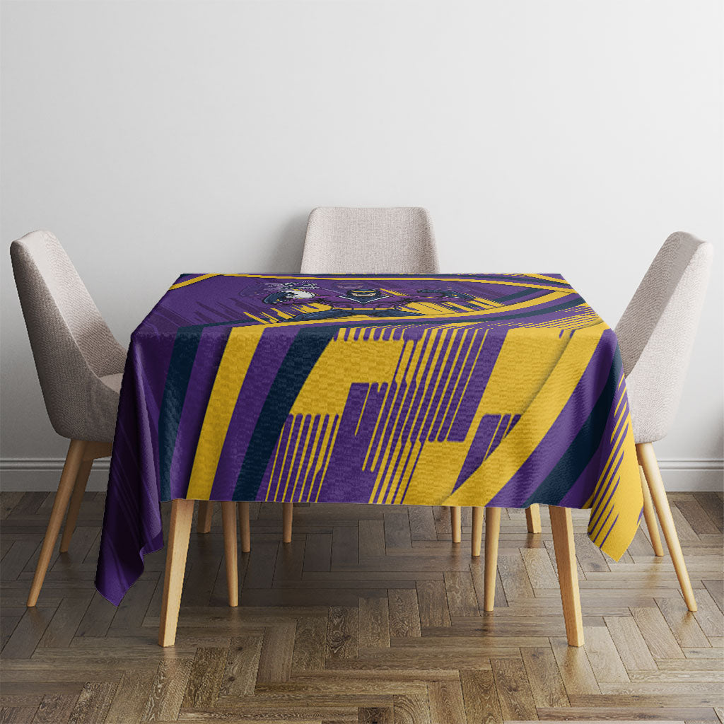 Melbourne Storm Rugby Mascot Tablecloth Fierce Athlete Graphic in Sports Style