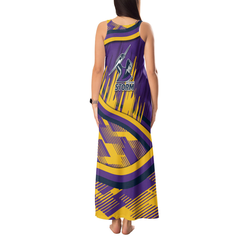 Melbourne Storm Rugby Mascot Tank Maxi Dress Fierce Athlete Graphic in Sports Style