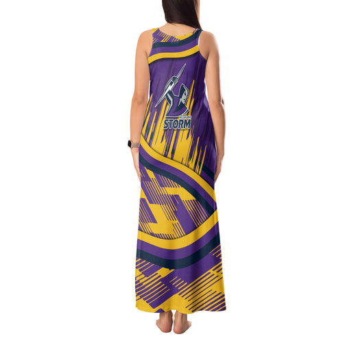 Melbourne Storm Rugby Mascot Tank Maxi Dress Fierce Athlete Graphic in Sports Style