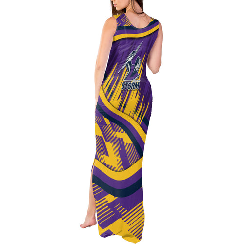 Melbourne Storm Rugby Mascot Tank Maxi Dress Fierce Athlete Graphic in Sports Style