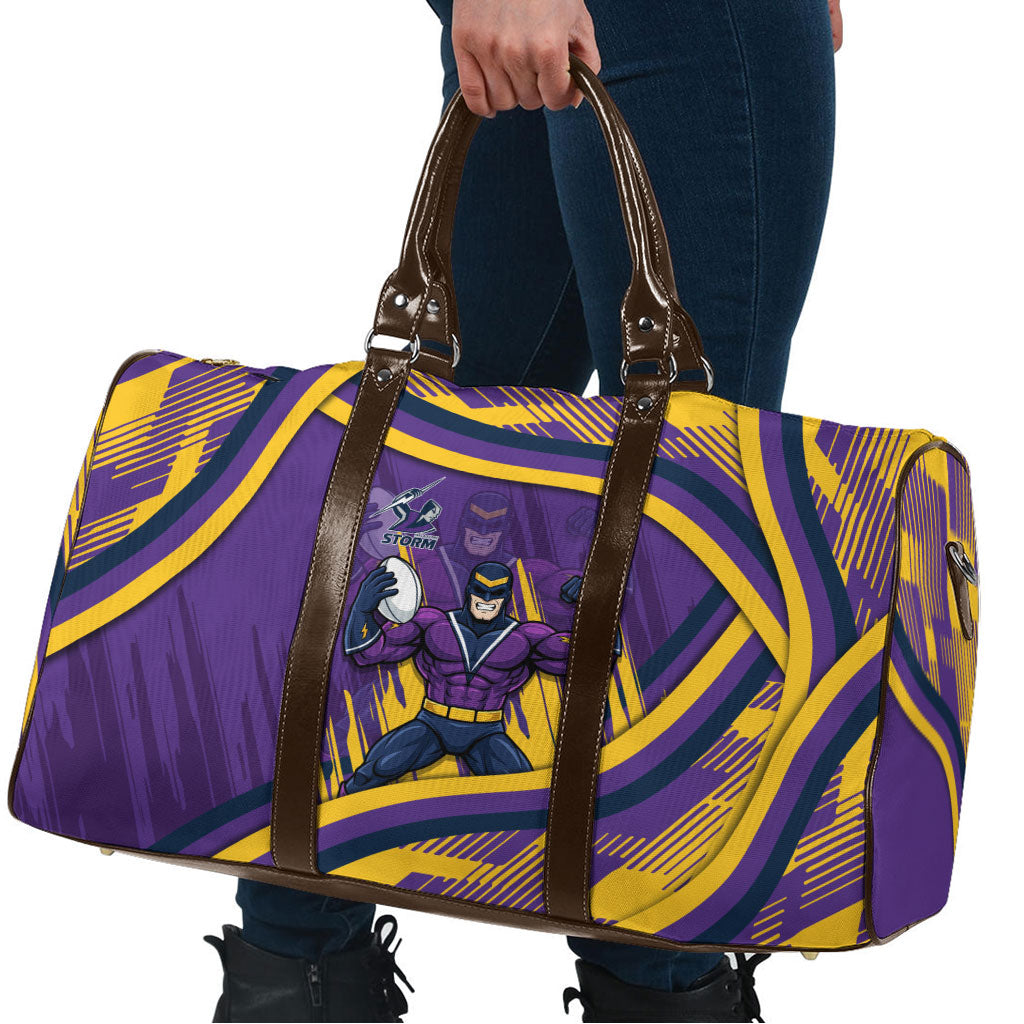 Melbourne Storm Rugby Mascot Travel Bag Fierce Athlete Graphic in Sports Style