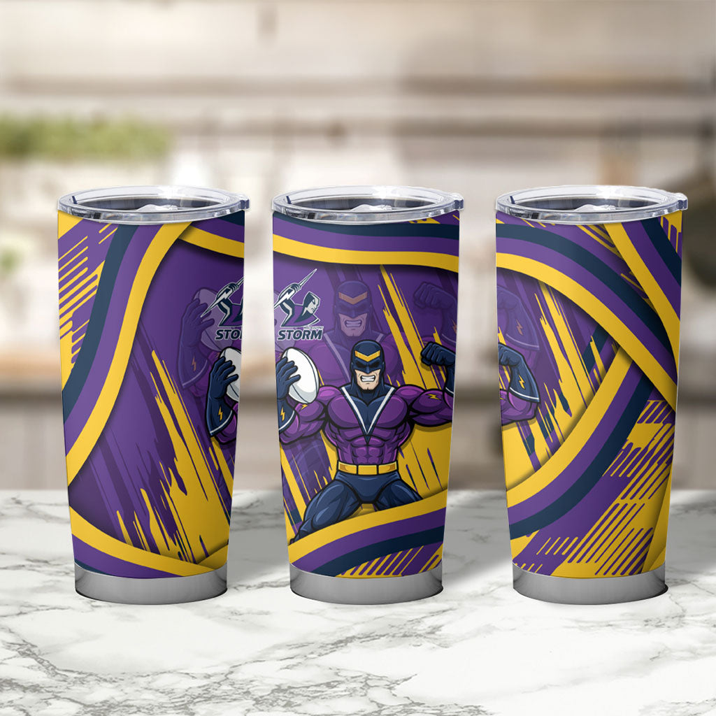 Melbourne Storm Rugby Mascot Tumbler Cup Fierce Athlete Graphic in Sports Style