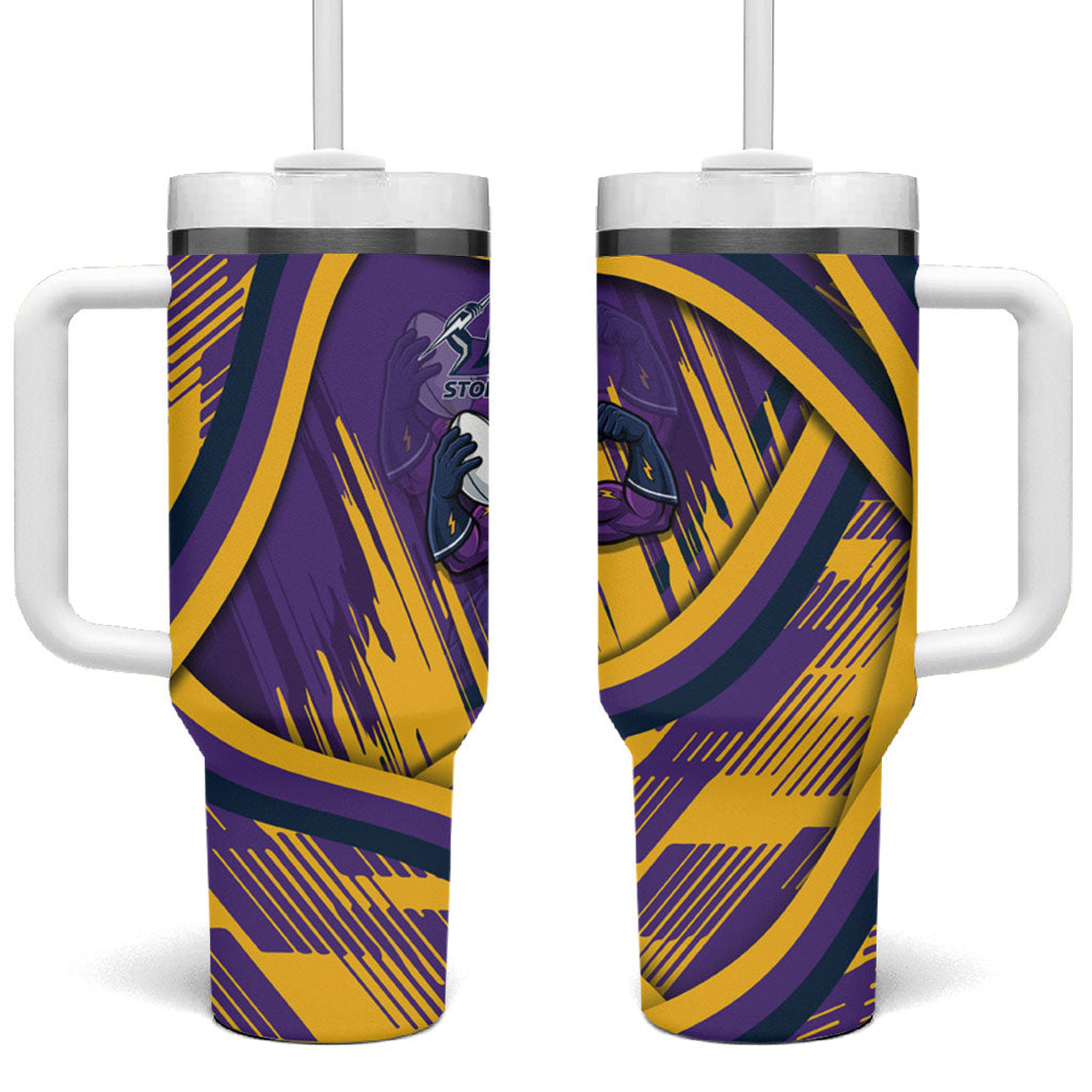 Melbourne Storm Rugby Mascot Tumbler With Handle Fierce Athlete Graphic in Sports Style