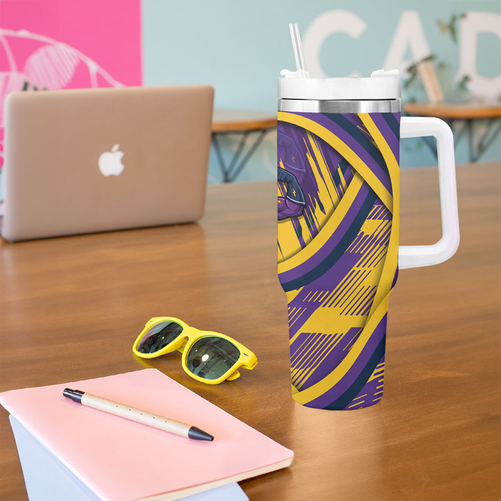 Melbourne Storm Rugby Mascot Tumbler With Handle Fierce Athlete Graphic in Sports Style