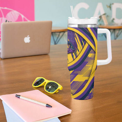 Melbourne Storm Rugby Mascot Tumbler With Handle Fierce Athlete Graphic in Sports Style