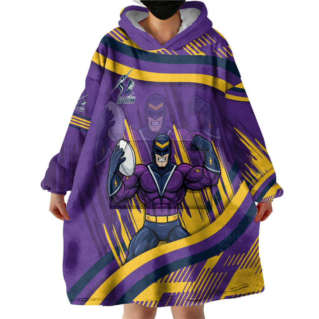 Melbourne Storm Rugby Mascot Wearable Blanket Hoodie Fierce Athlete Graphic in Sports Style
