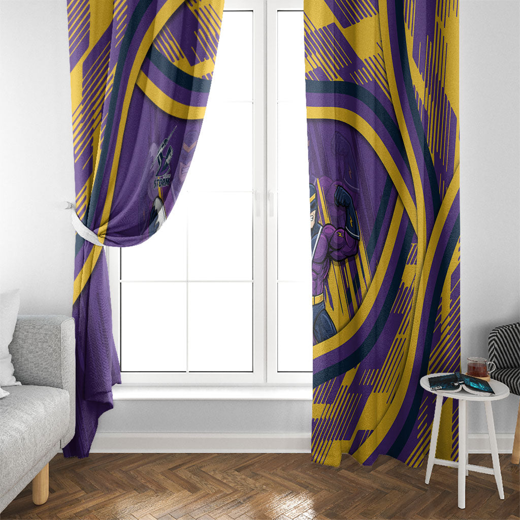 Melbourne Storm Rugby Mascot Window Curtain Fierce Athlete Graphic in Sports Style