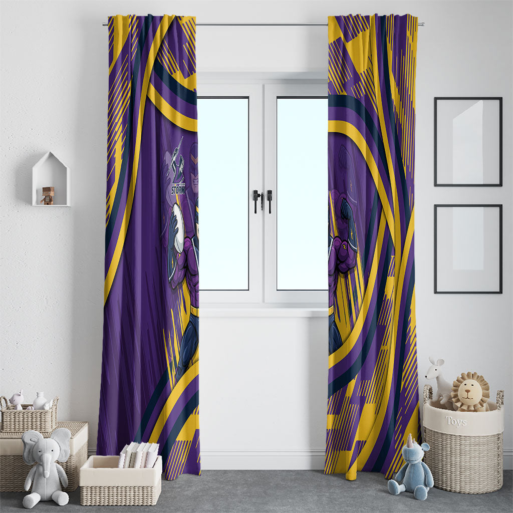 Melbourne Storm Rugby Mascot Window Curtain Fierce Athlete Graphic in Sports Style
