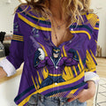 Melbourne Storm Rugby Mascot Women Casual Shirt Fierce Athlete Graphic in Sports Style