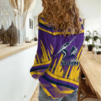 Melbourne Storm Rugby Mascot Women Casual Shirt Fierce Athlete Graphic in Sports Style