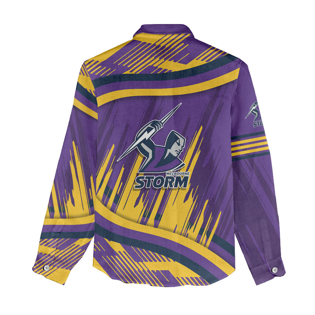 Melbourne Storm Rugby Mascot Women Casual Shirt Fierce Athlete Graphic in Sports Style