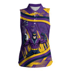 Melbourne Storm Rugby Mascot Women Sleeveless Polo Shirt Fierce Athlete Graphic in Sports Style