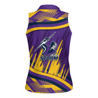 Melbourne Storm Rugby Mascot Women Sleeveless Polo Shirt Fierce Athlete Graphic in Sports Style