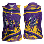 Melbourne Storm Rugby Mascot Women Sleeveless Polo Shirt Fierce Athlete Graphic in Sports Style