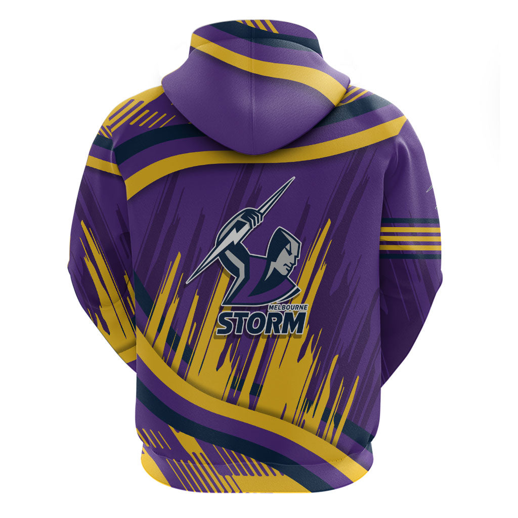 Melbourne Storm Rugby Mascot Zip Hoodie Fierce Athlete Graphic in Sports Style