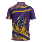 Melbourne Storm Rugby Mascot Zipper Polo Shirt Fierce Athlete Graphic in Sports Style