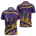 Melbourne Storm Rugby Mascot Zipper Polo Shirt Fierce Athlete Graphic in Sports Style