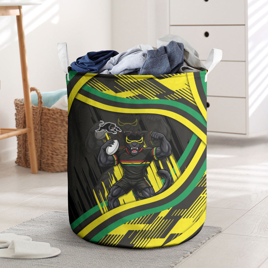 Panthers Rugby Mascot Laundry Basket Fierce Athlete Graphic in Sports Style