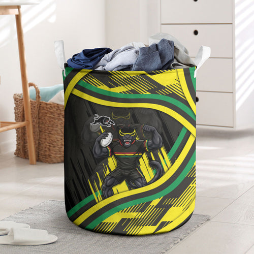 Panthers Rugby Mascot Laundry Basket Fierce Athlete Graphic in Sports Style