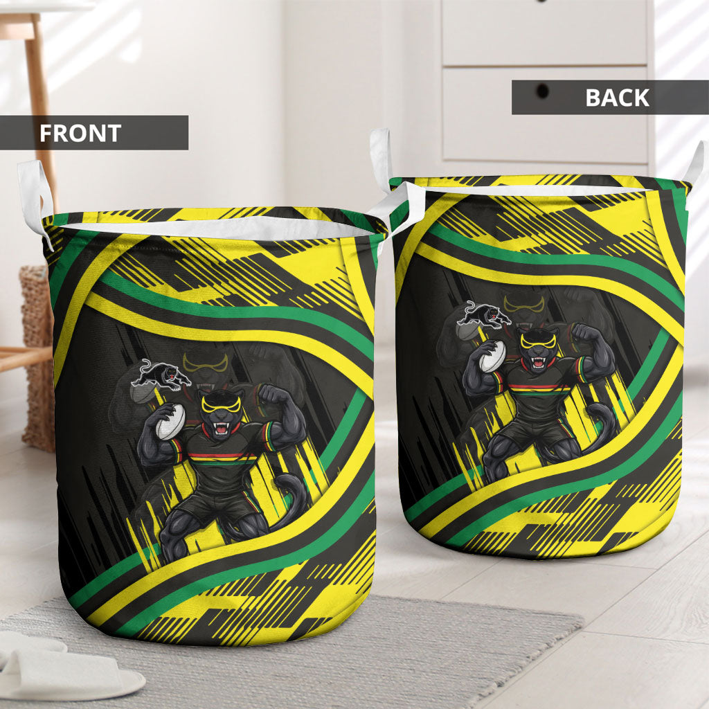 Panthers Rugby Mascot Laundry Basket Fierce Athlete Graphic in Sports Style