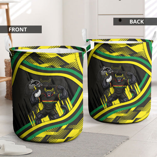 Panthers Rugby Mascot Laundry Basket Fierce Athlete Graphic in Sports Style