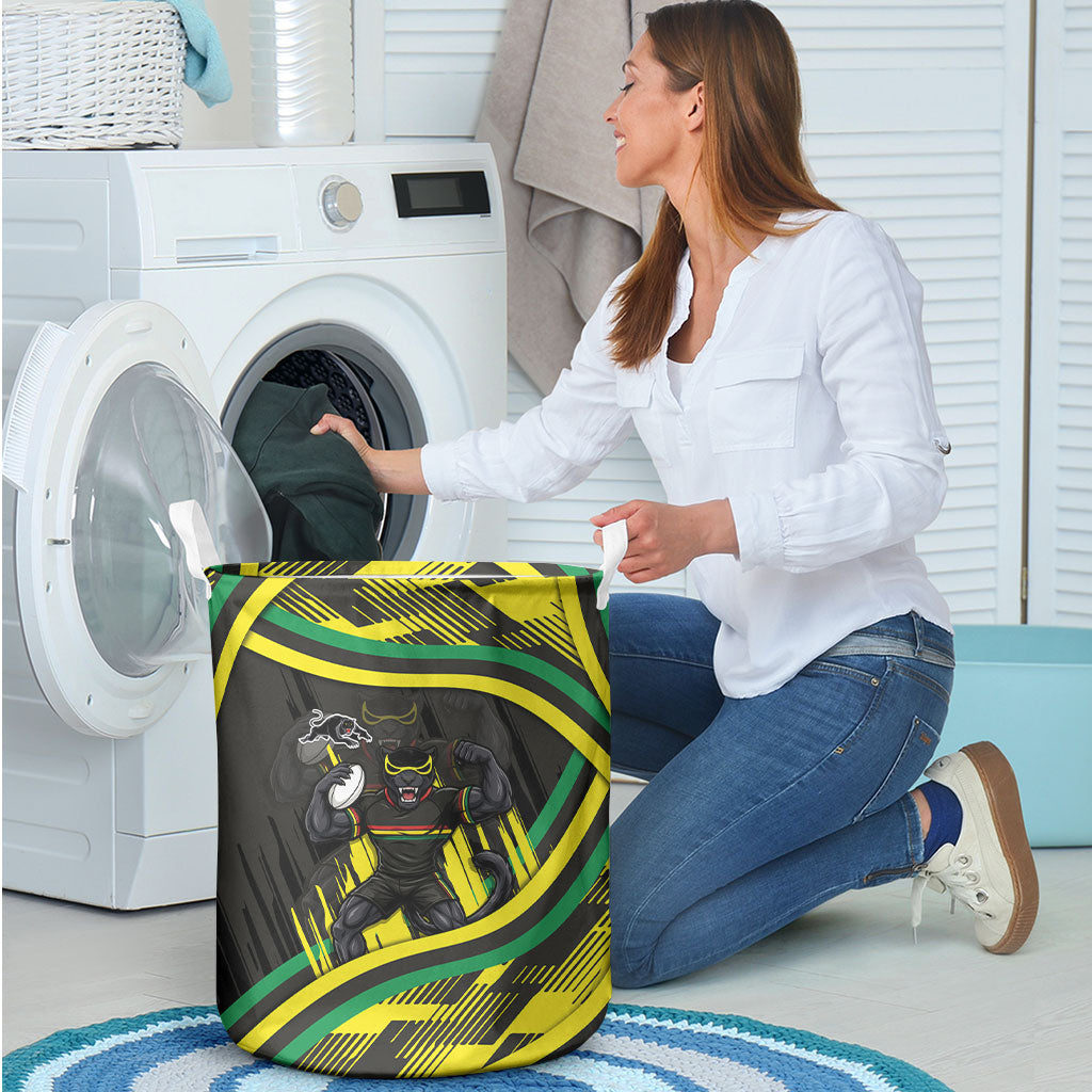 Panthers Rugby Mascot Laundry Basket Fierce Athlete Graphic in Sports Style