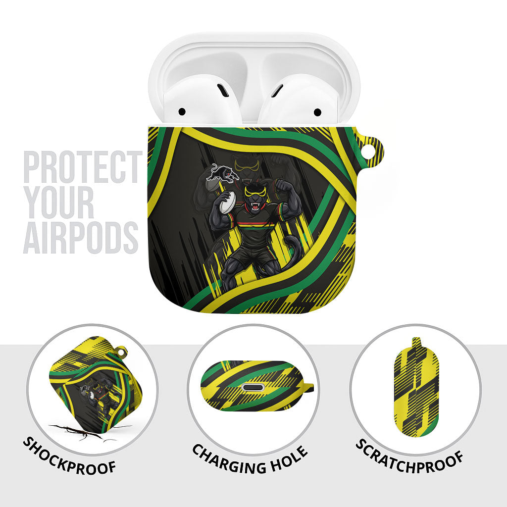 Panthers Rugby Mascot AirPods Case Fierce Athlete Graphic in Sports Style