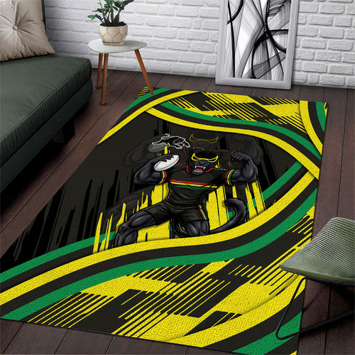 Panthers Rugby Mascot Area Rug Fierce Athlete Graphic in Sports Style