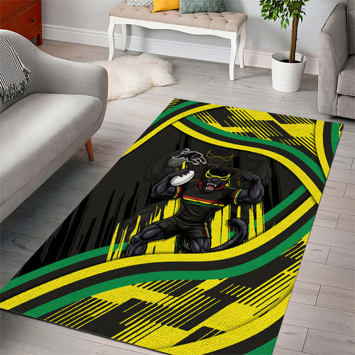 Panthers Rugby Mascot Area Rug Fierce Athlete Graphic in Sports Style