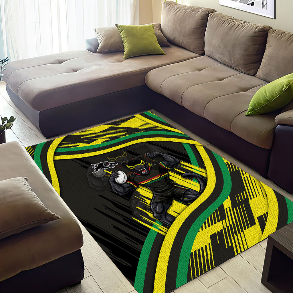 Panthers Rugby Mascot Area Rug Fierce Athlete Graphic in Sports Style