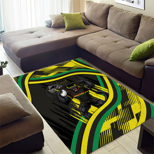Panthers Rugby Mascot Area Rug Fierce Athlete Graphic in Sports Style