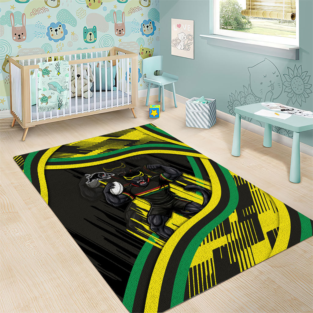 Panthers Rugby Mascot Area Rug Fierce Athlete Graphic in Sports Style