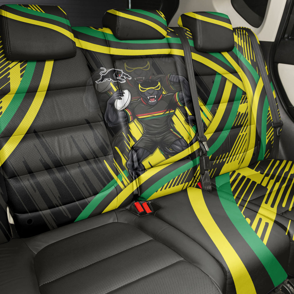 Panthers Rugby Mascot Back Car Seat Cover Fierce Athlete Graphic in Sports Style