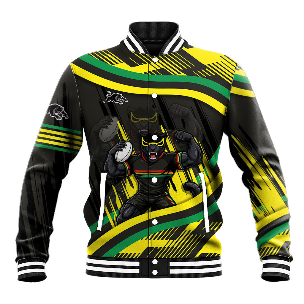 Panthers Rugby Mascot Baseball Jacket Fierce Athlete Graphic in Sports Style
